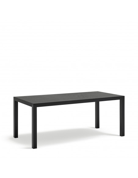 Teulat mesa ALMA 180 x 90 de diseño minimalista, roble negro y metal negro