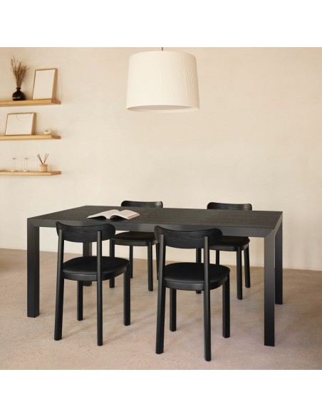 Teulat mesa ALMA 180 x 90 design minimalista em carvalho preto e metal preto