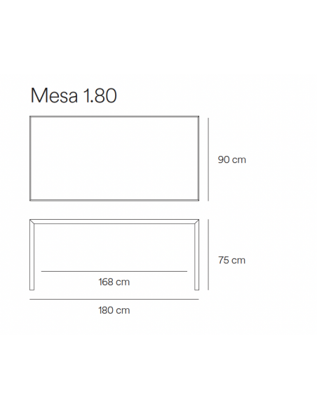 Teulat mesa ALMA 180 x 90 de diseño minimalista, roble y metal arcilla
