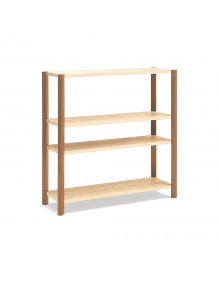 Teulat BONA 125 estantería mediterránea de madera, 4 estantes roble y color arcilla
