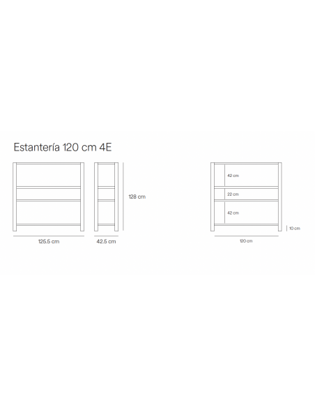 Teulat BONA 125 estante Mediterrâneo em madeira, 4 prateleiras, carvalho e cor argila
