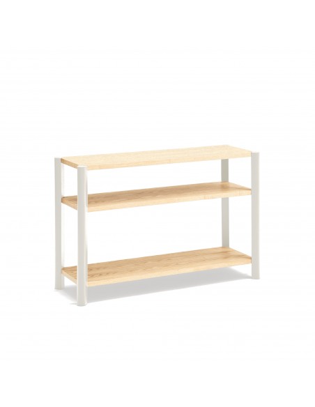 Teulat BONA 125 estantería minimalista de madera, 3 estantes roble y crema