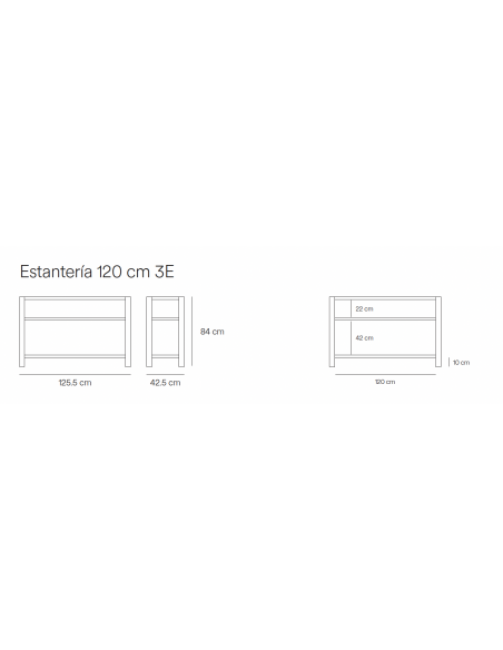 Teulat BONA 125 estantería minimalista de madera, 3 estantes roble y crema