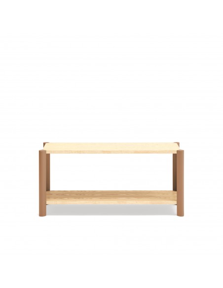 Teulat BONA 125 estantería minimalista de madera, 2 estantes roble y arcilla