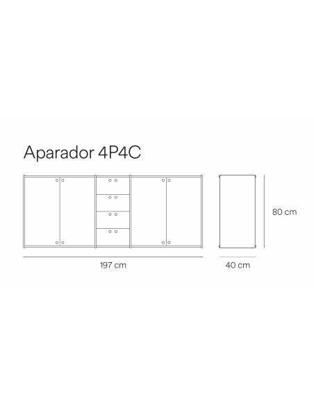 Teulat Wally aparador minimalista 197 X 80 MDF lacado natural