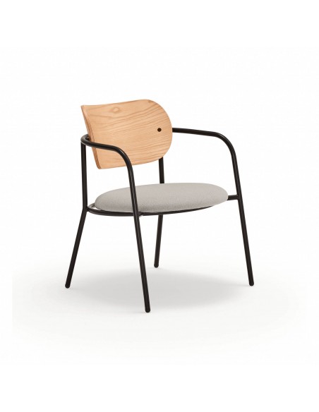 TEULAT ECLIPSE POLTRONA DESIGN em madeira de CARVALHO e tecido CINZA