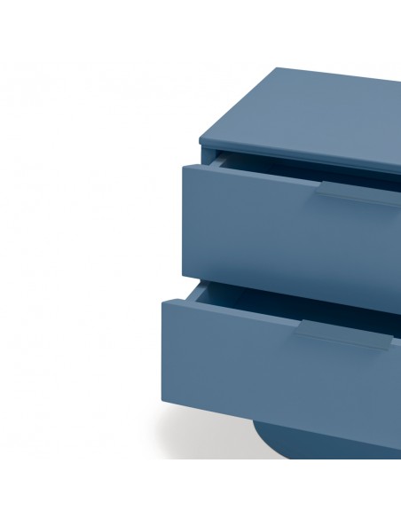 Mesa Teulat TOTEM de cabeceira minimalista 50x35, MDF laqueado azul celeste.