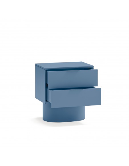 Mesa Teulat TOTEM de cabeceira minimalista 50x35, MDF laqueado azul celeste.