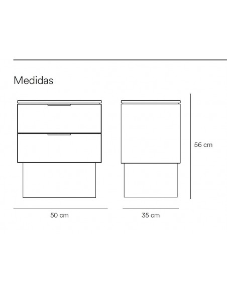 Mesa Teulat TOTEM de cabeceira minimalista 50x35, MDF laqueado vermelho.