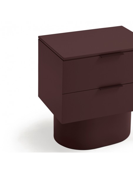 Mesa Teulat TOTEM de cabeceira minimalista 50x35, MDF laqueado beringela.