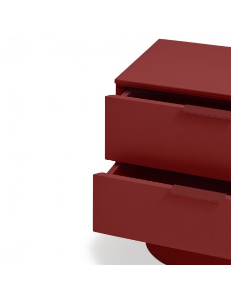 Mesa Teulat TOTEM de cabeceira minimalista 50x35, MDF laqueado vermelho.
