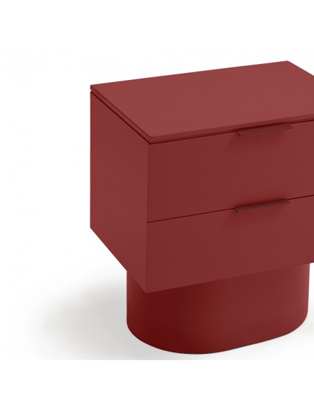 Mesa Teulat TOTEM de cabeceira minimalista 50x35, MDF laqueado vermelho.