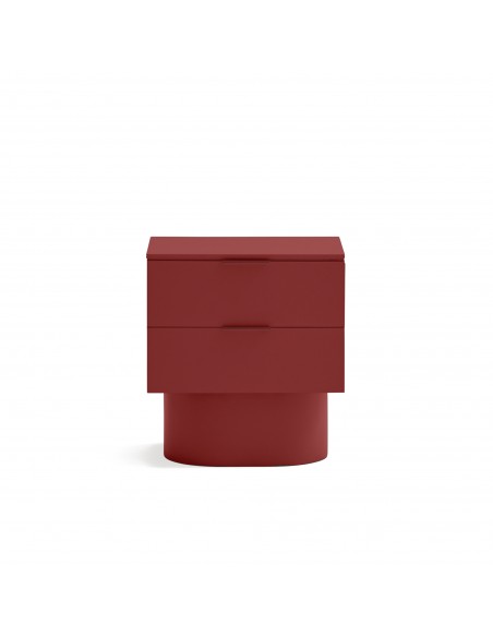 Mesa Teulat TOTEM de cabeceira minimalista 50x35, MDF laqueado vermelho.