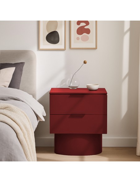 Mesa Teulat TOTEM de cabeceira minimalista 50x35, MDF laqueado vermelho.