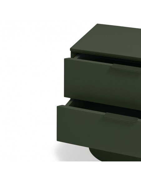 Mesa Teulat TOTEM de cabeceira minimalista 50x35, MDF laqueado verde oliva.