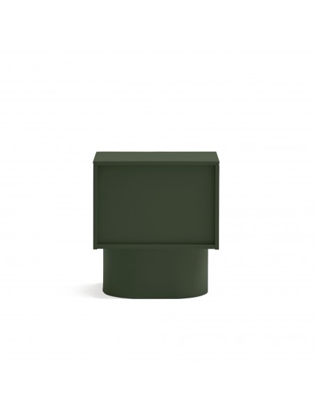 Mesa Teulat TOTEM de cabeceira minimalista 50x35, MDF laqueado verde oliva.