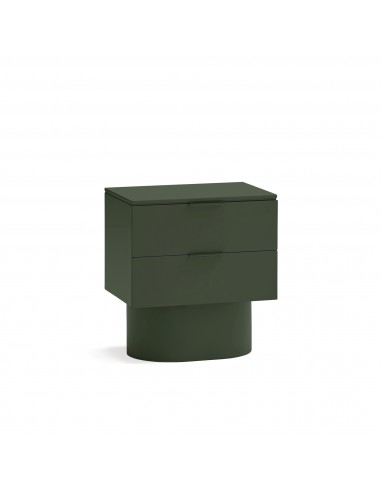 Mesa Teulat TOTEM de cabeceira minimalista 50x35, MDF laqueado verde oliva.