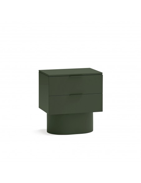 Mesa Teulat TOTEM de cabeceira minimalista 50x35, MDF laqueado verde oliva.