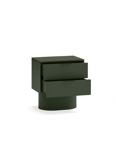 Mesa Teulat TOTEM de cabeceira minimalista 50x35, MDF laqueado verde oliva.