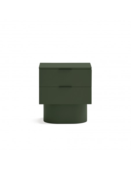 Mesa Teulat TOTEM de cabeceira minimalista 50x35, MDF laqueado verde oliva.