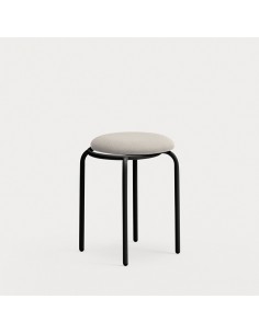 TEULAT ECLIPSE Taburete bajo 45 apilable en tela gris y...