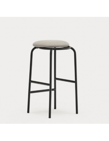 TEULAT ECLIPSE Taburete medio 65 apilable en tela gris y metal negro