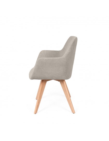 Cadeira de jantar design escandinavo SHARON em tela e madeira de faia