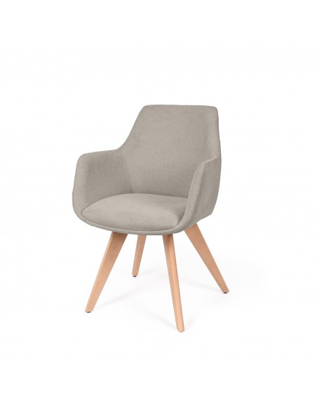 Silla de comedor diseño escandinavo SHARON en tela y madera de haya