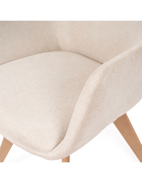 Cadeira de jantar design escandinavo SHARON em tela e madeira de faia