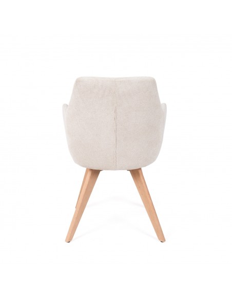 Cadeira de jantar design escandinavo SHARON em tela e madeira de faia