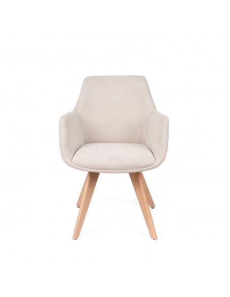 Cadeira de jantar design escandinavo SHARON em tela e madeira de faia