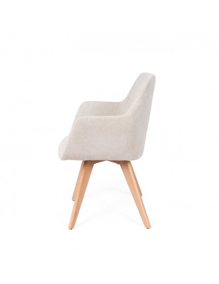 Cadeira de jantar design escandinavo SHARON em tela e madeira de faia