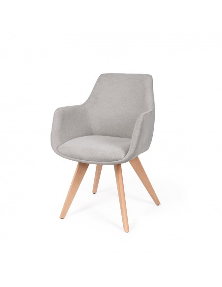 Cadeira de jantar design escandinavo SHARON em tela e madeira de faia