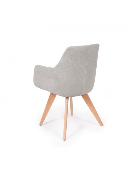 Cadeira de jantar design escandinavo SHARON em tela e madeira de faia