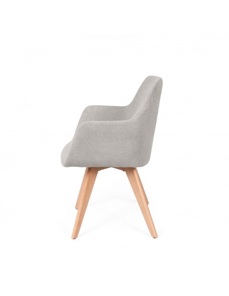 Cadeira de jantar design escandinavo SHARON em tela e madeira de faia