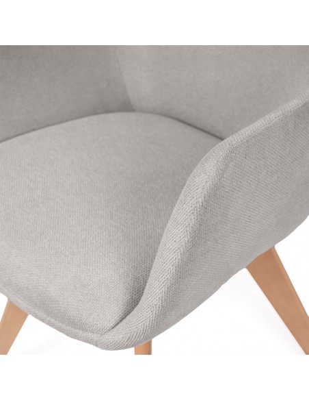 Cadeira de jantar design escandinavo SHARON em tela e madeira de faia