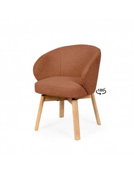 Silla de comedor giratoria NÓRDICA VIRGINIA en tela y madera de haya