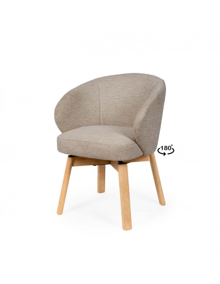 Silla de comedor giratoria NÓRDICA VIRGINIA en tela y madera de haya