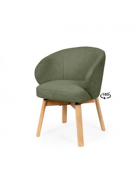 Silla de comedor giratoria NÓRDICA VIRGINIA en tela y madera de haya