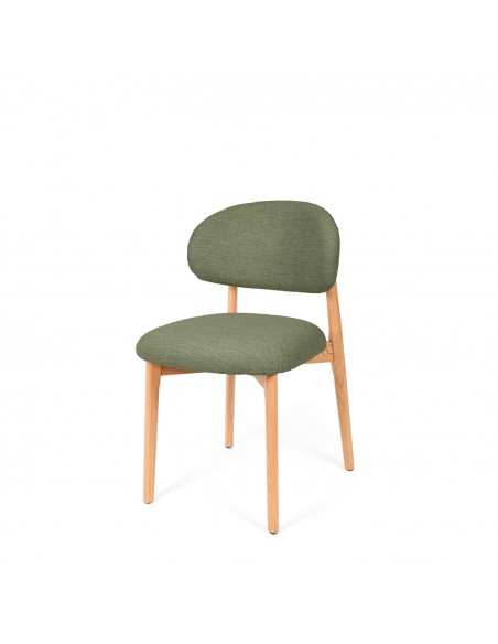 Silla de comedor NÓRDICA respaldo envolvente tapizado y madera