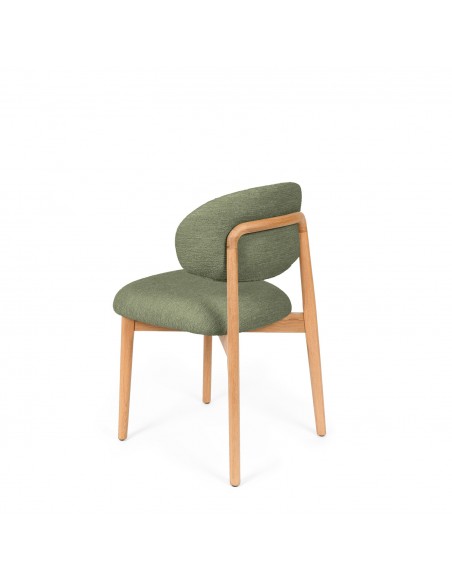 Silla de comedor NÓRDICA respaldo envolvente tapizado y madera