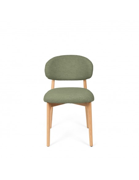 Silla de comedor NÓRDICA respaldo envolvente tapizado y madera