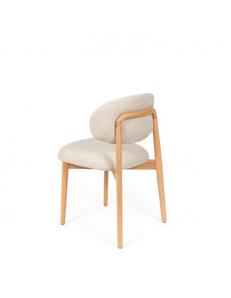 Silla de comedor NÓRDICA respaldo envolvente tapizado y madera