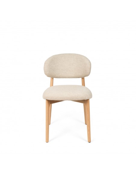 Silla de comedor NÓRDICA respaldo envolvente tapizado y madera