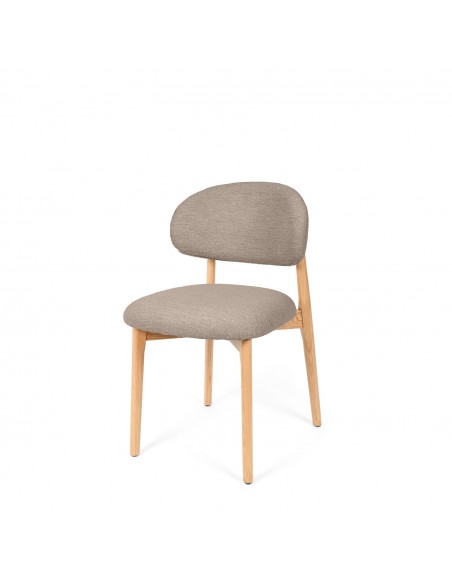 Silla de comedor NÓRDICA respaldo envolvente tapizado y madera