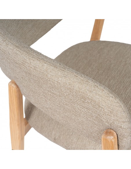 Cadeira de jantar YVANNA com design envolvente estofado e madeira de faia