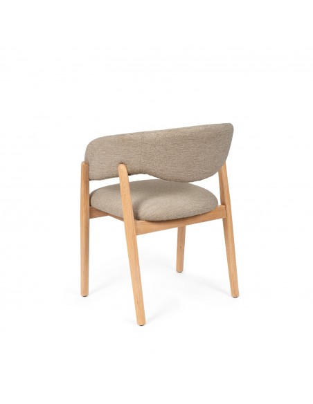 Silla de comedor YVANNA de diseño envolvente tapizada y madera de haya