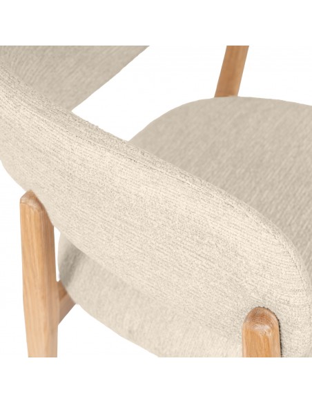 Silla de comedor YVANNA de diseño envolvente tapizada y madera de haya