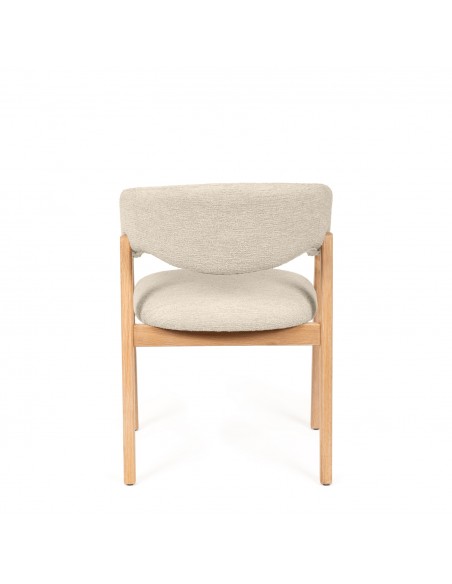 Silla de comedor YVANNA de diseño envolvente tapizada y madera de haya