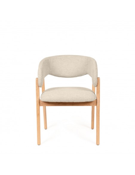 Cadeira de jantar YVANNA com design envolvente estofado e madeira de faia